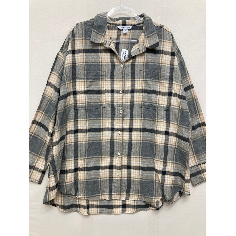 New Old Navy The Boyfriend Shirt 3X Flannel Plaid Cotton Long Sleeve Button Down